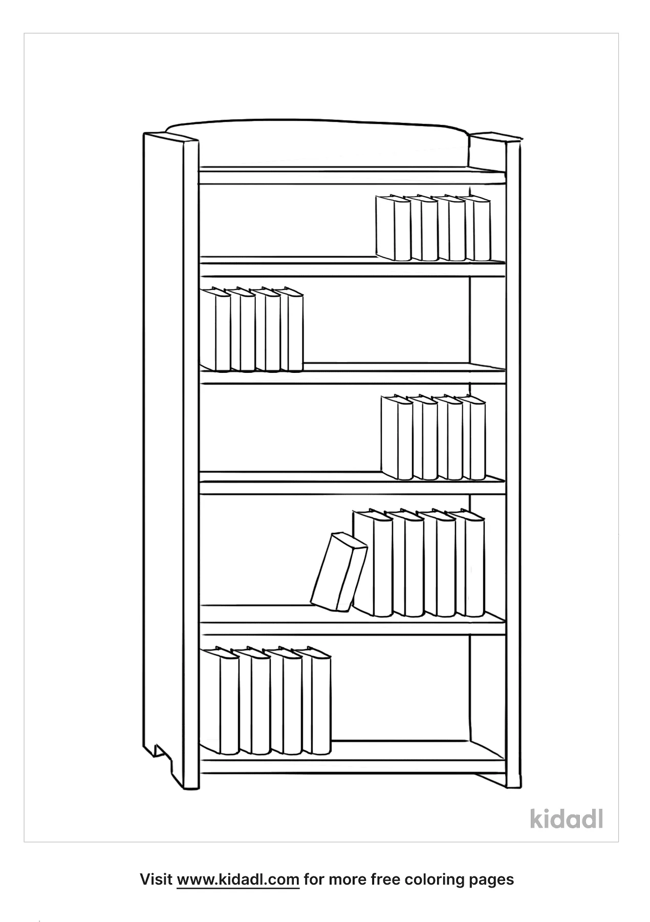 Free bookshelf coloring page coloring page printables