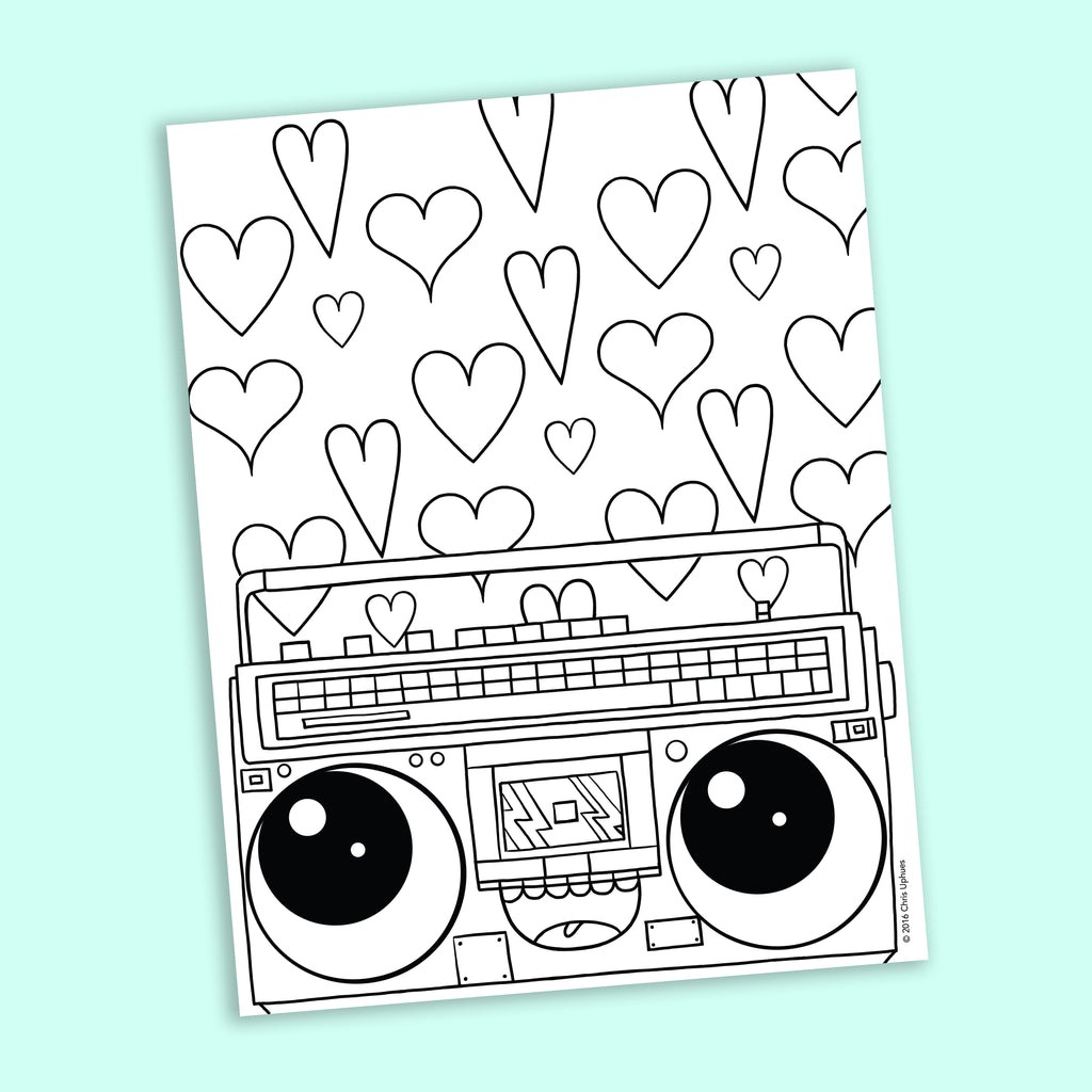 Boombox coloring page