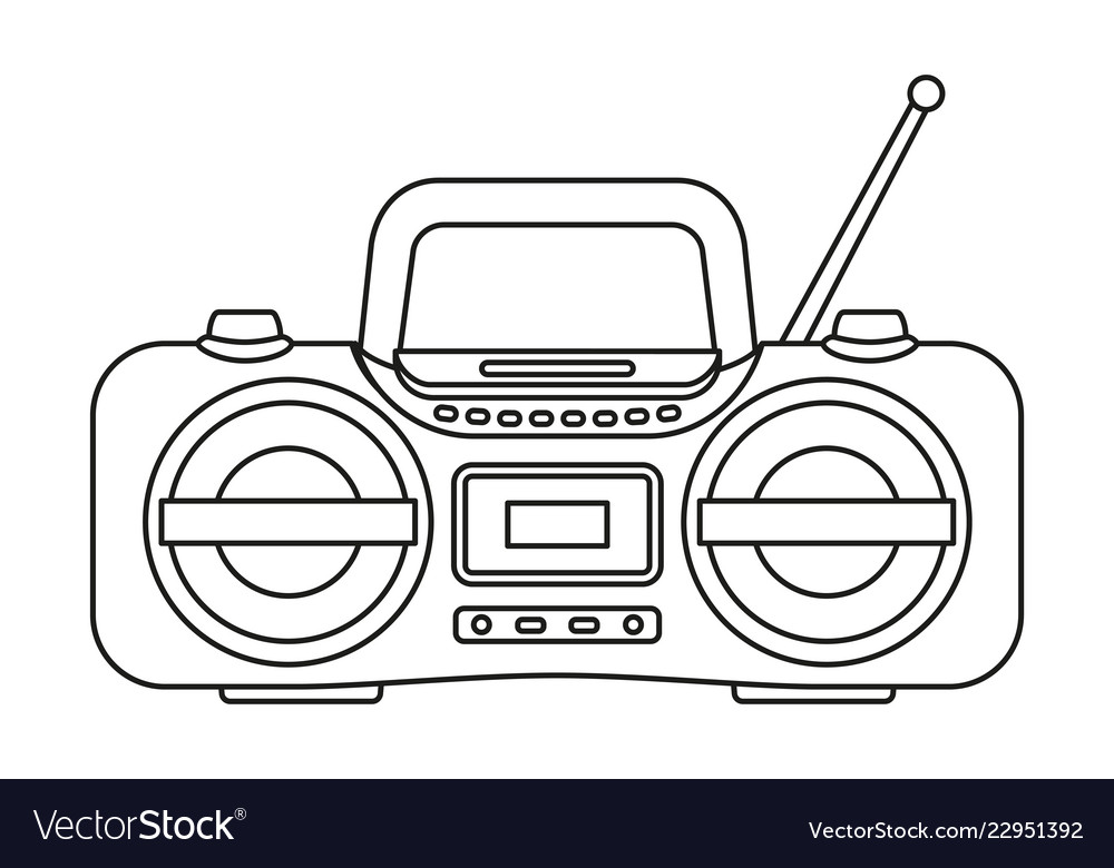 Line art black and white boombox royalty free vector image