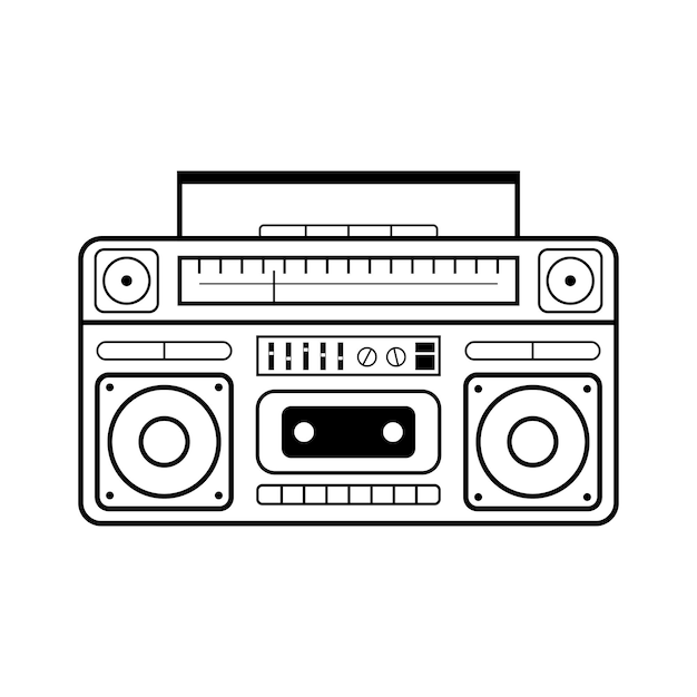 Premium vector illustration of boombox music player vector lineart