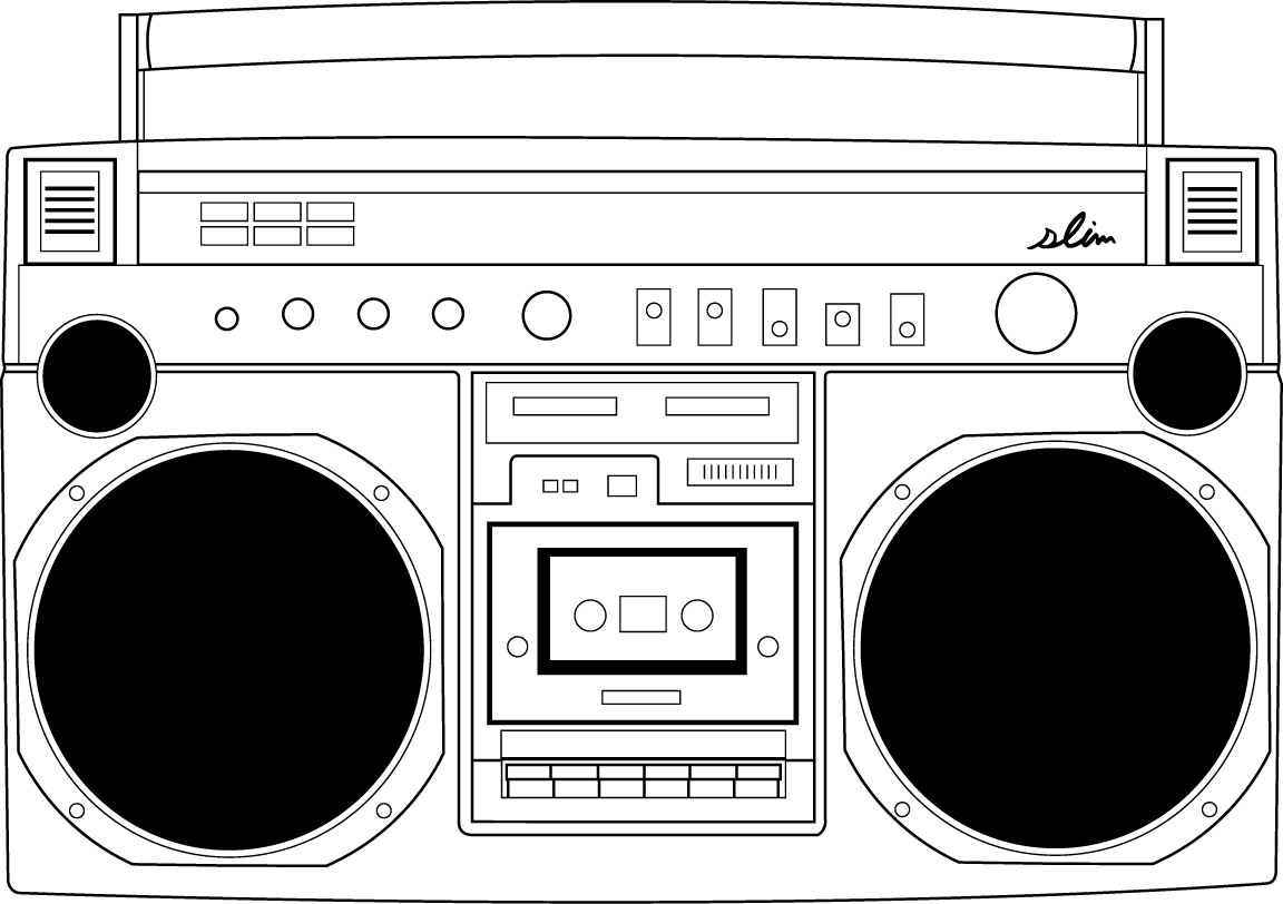 Black and white boombox printable