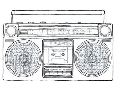 Boombox v radio drawing boombox coloring books