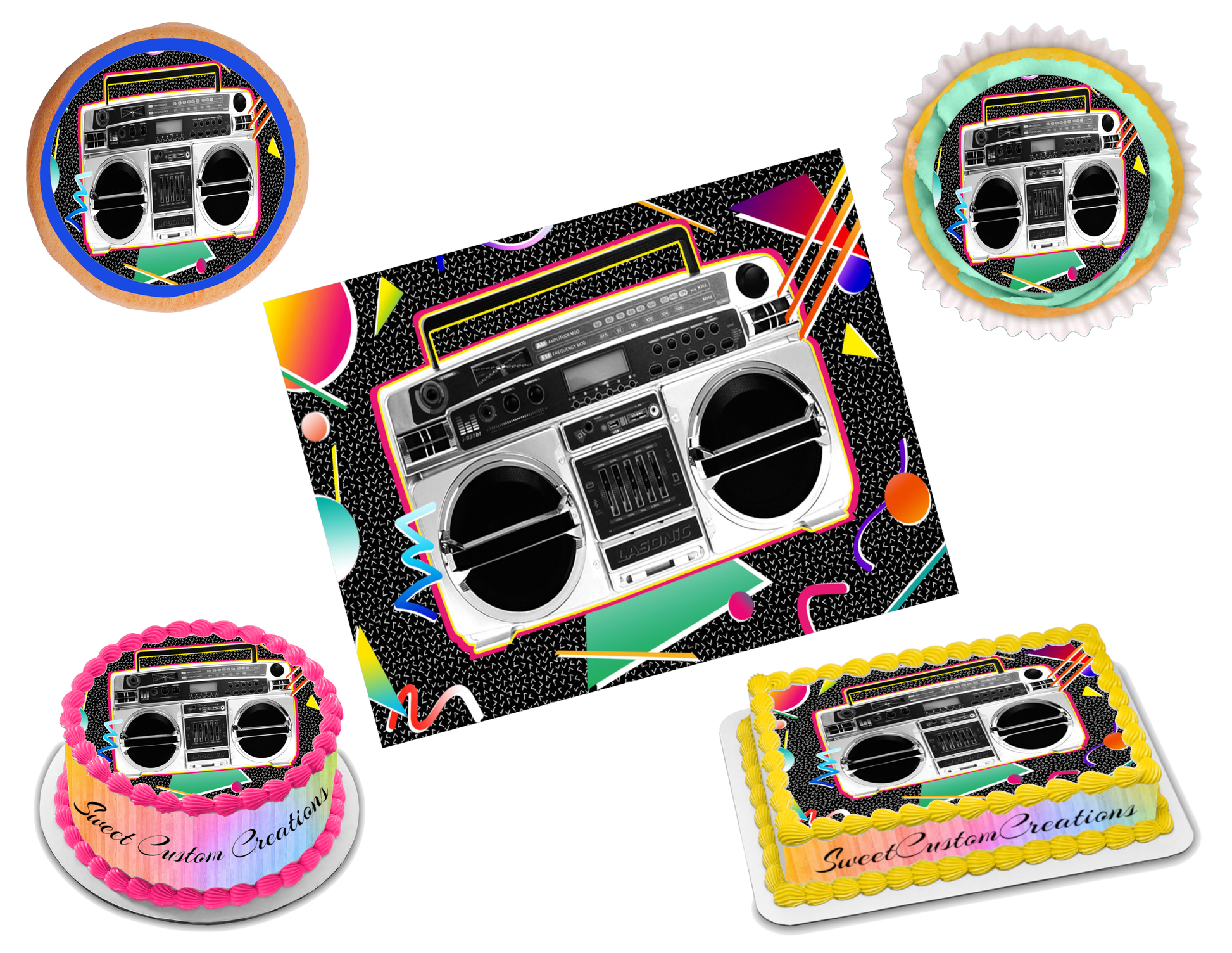 S boombox edible image frosting sheet sizes â sweet custom creations