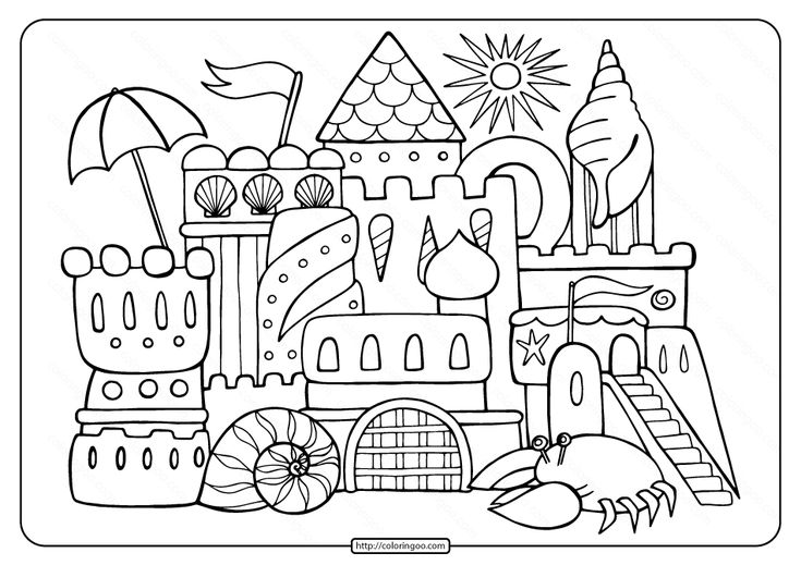 Free printable sandcastle adult coloring page free coloring pages coloring pages castle coloring page