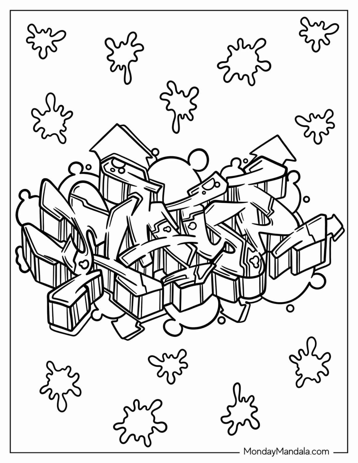 Graffiti coloring pages free pdf printables
