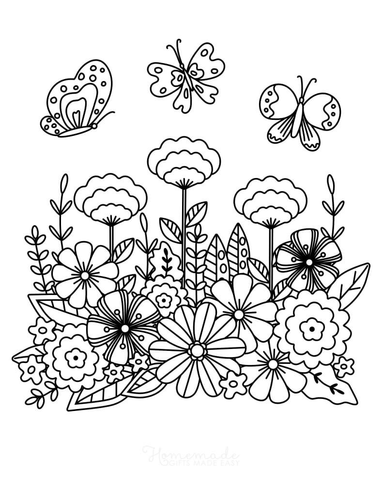 Printable spring coloring pages for adults kids