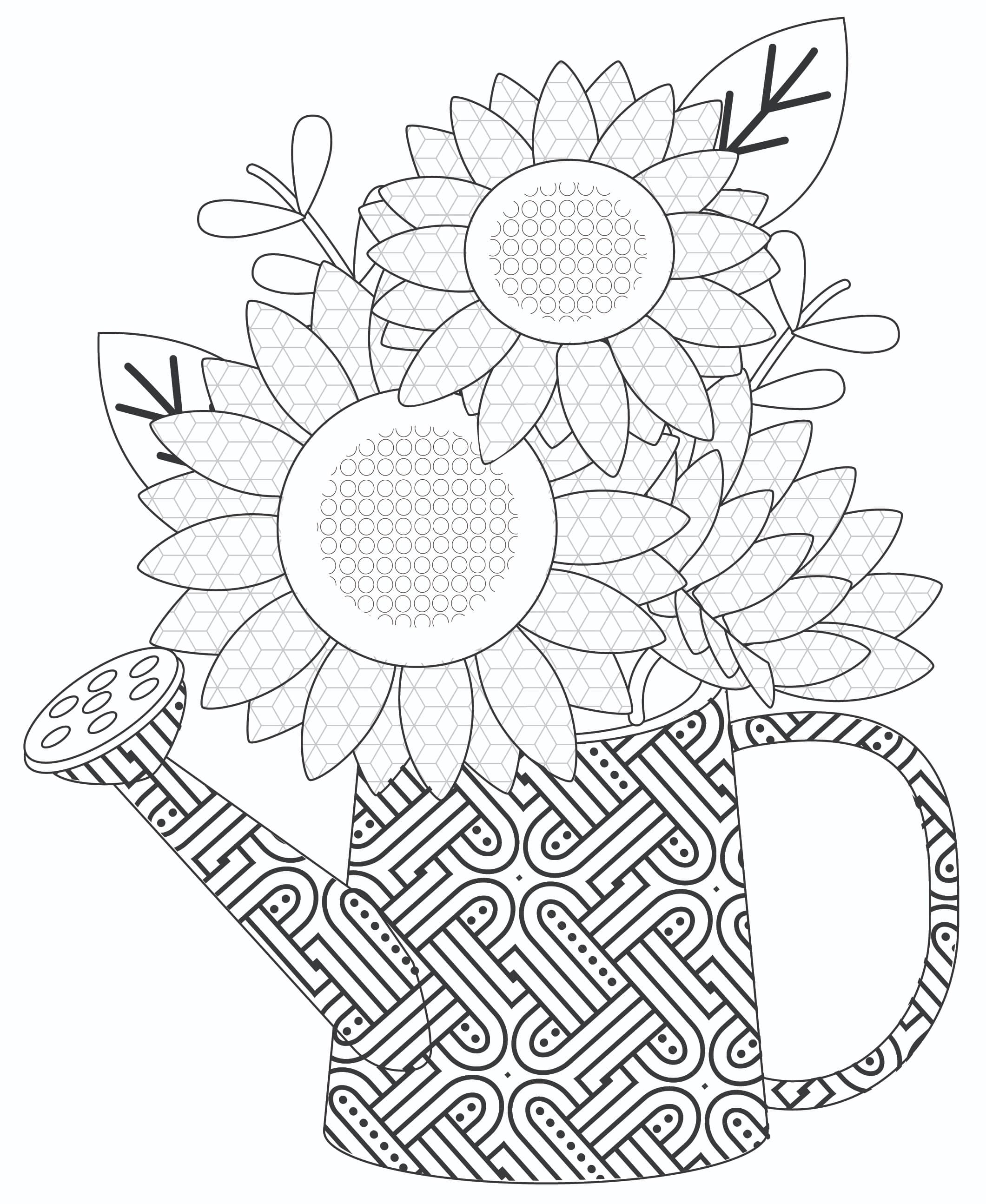 Printable flower coloring pages for adults kids