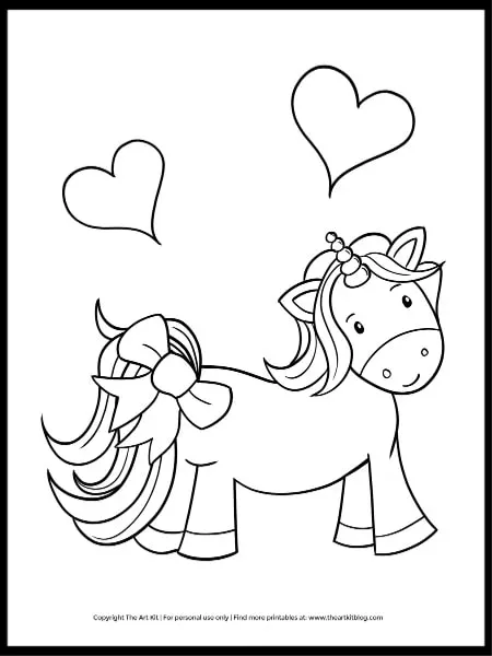 Cute as a bow unicorn coloring page freebie â the art kit