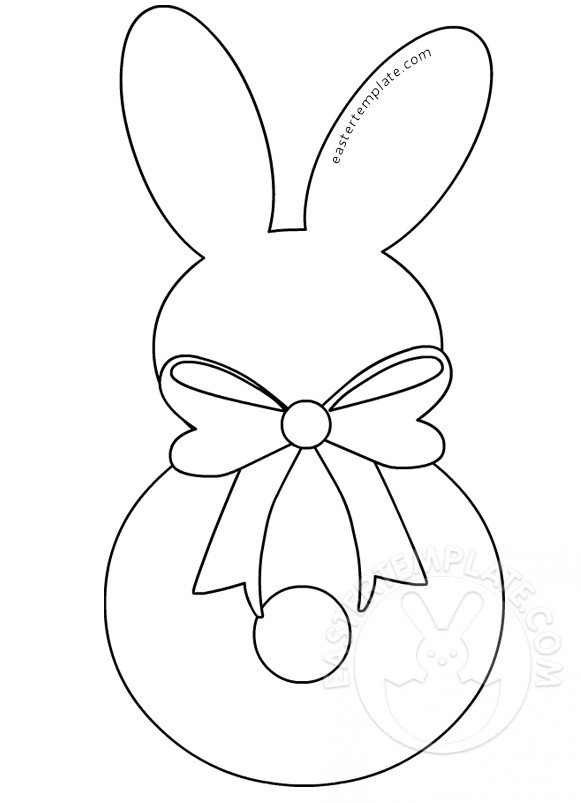 Easter bunny with bow template coloring page