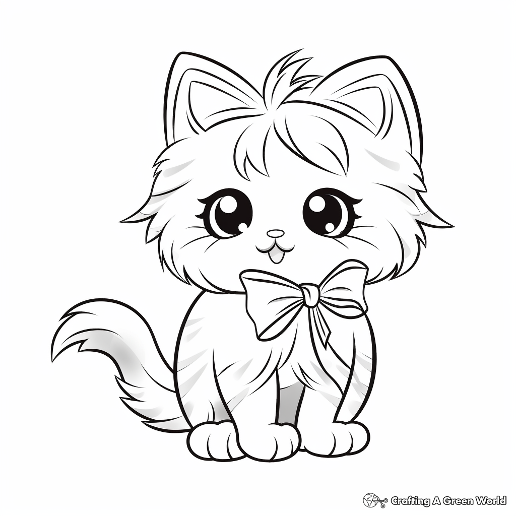 Cat with bow coloring pages