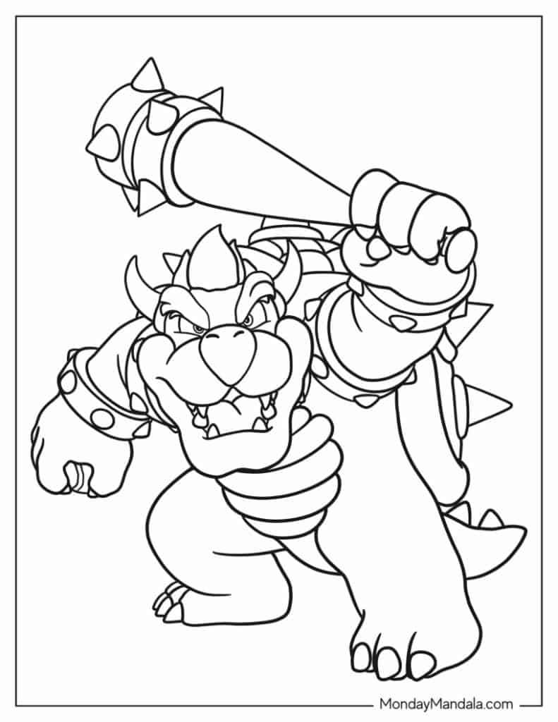 Bowser coloring pages free pdf printables