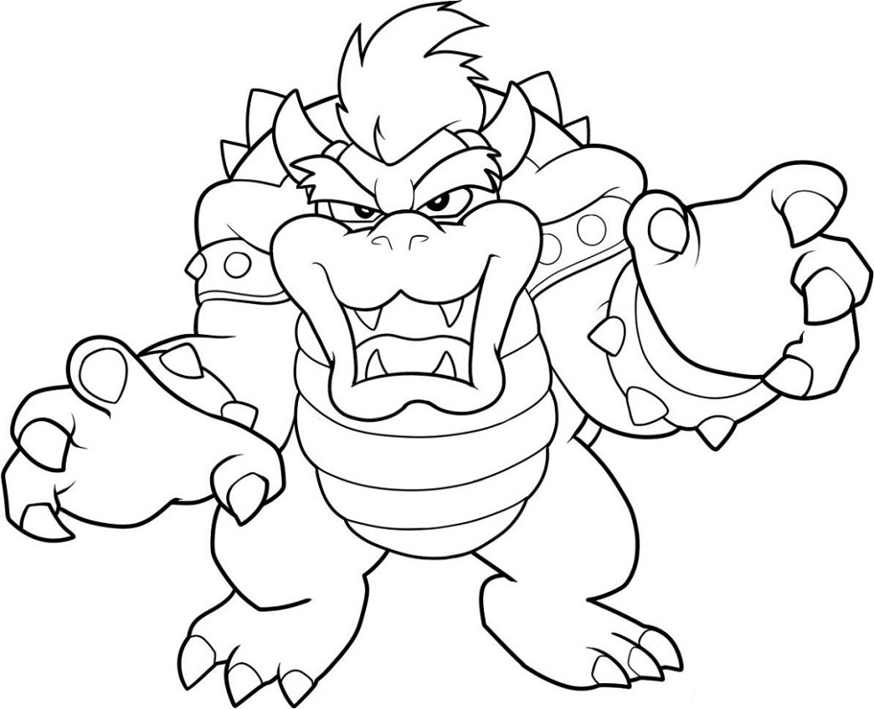 Bowser coloring page educative printable