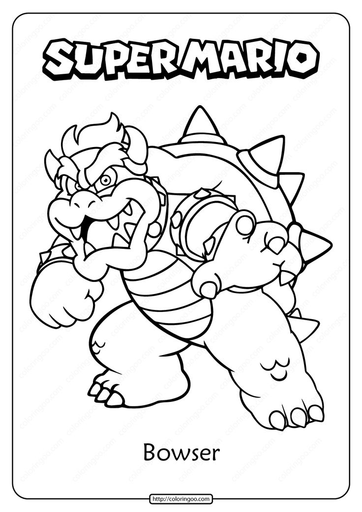 Free printable super mario bowser pdf coloring page super mario coloring pages mario coloring pages coloring pages