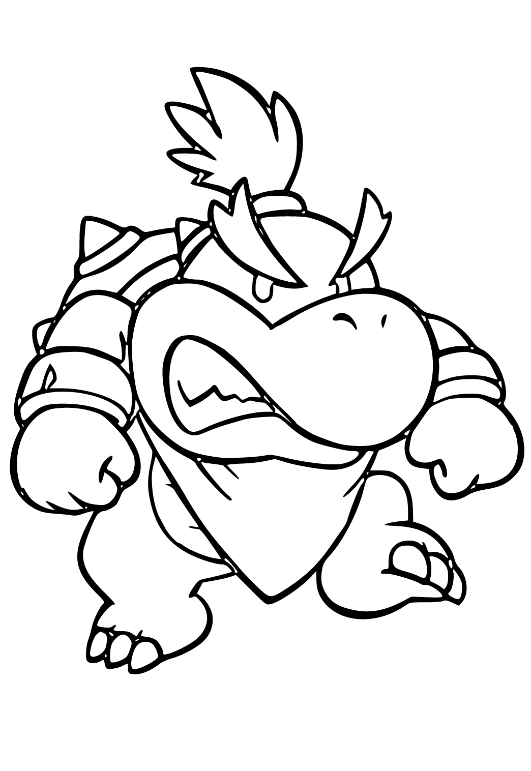 Free printable bowser cute coloring page for adults and kids