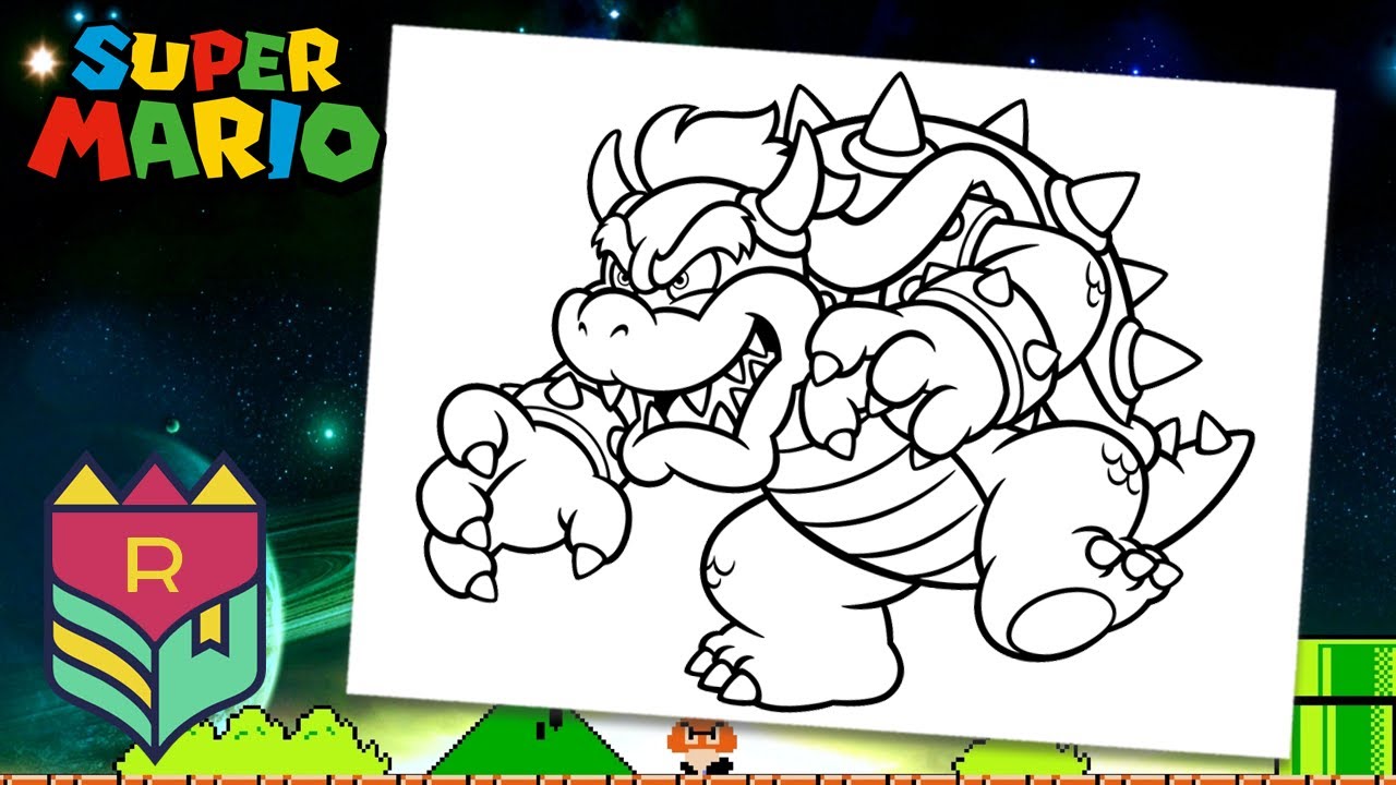 Coloring super mario bros bowser coloring book pages