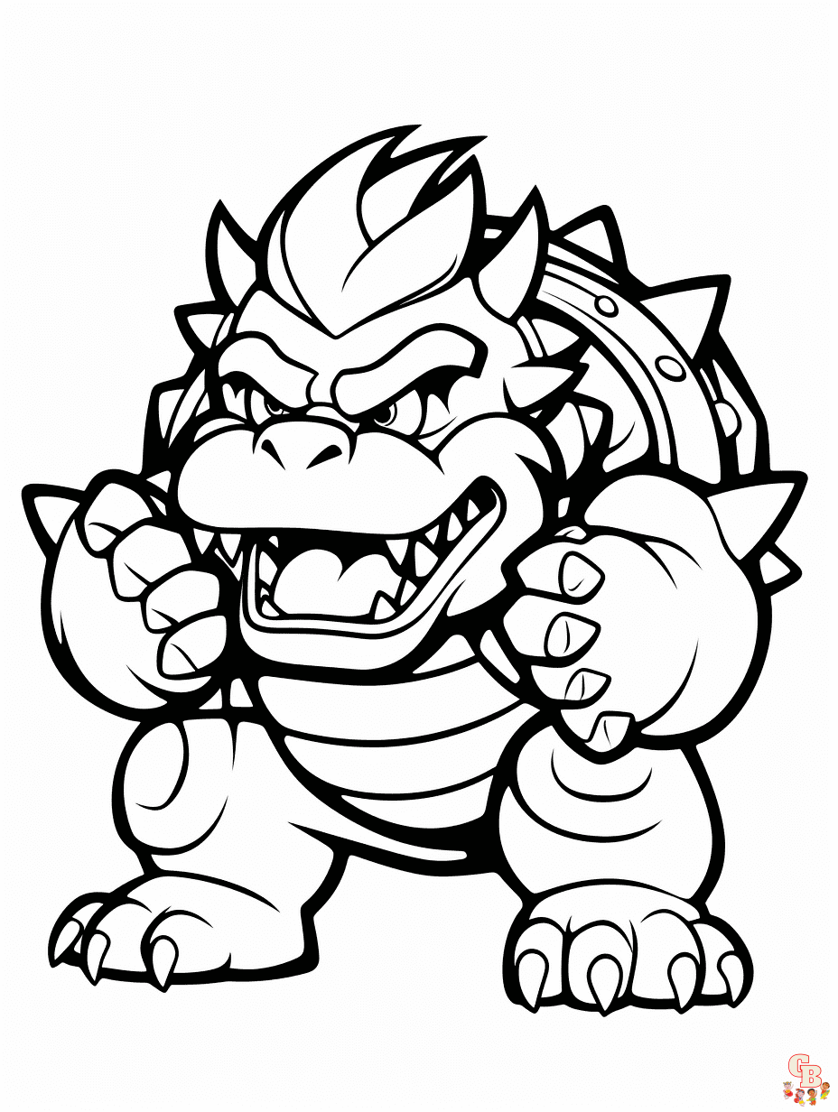 Exciting bowser coloring pages for kids