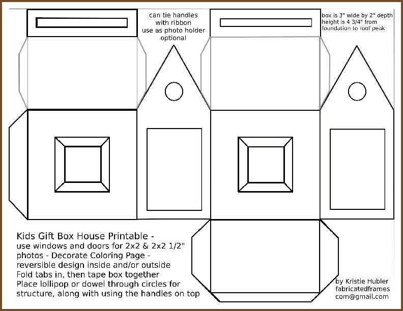 Kids gift box house box coloring page pattern project printable