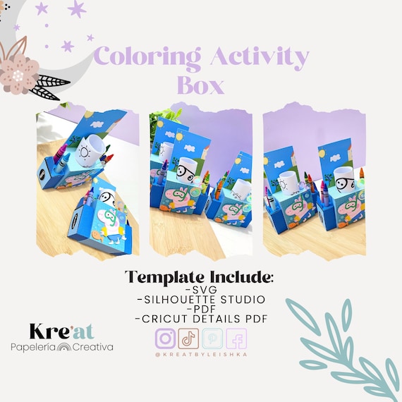 Coloring activity box template coloring pages box template silhouette and cricut friendly read descriptions first