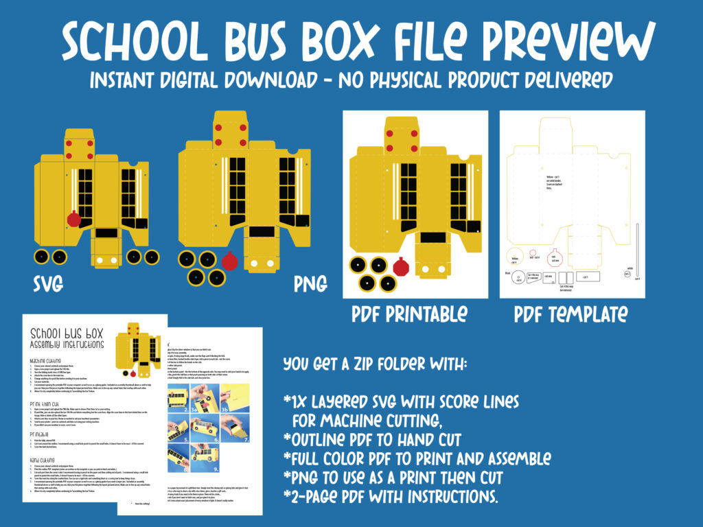 School bus box template â svg pdf and png â moms crafters