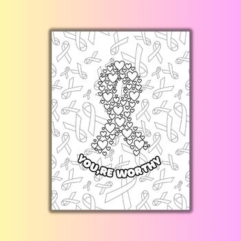 Breast cancer awareness month coloring pages activity printable coloring sheets