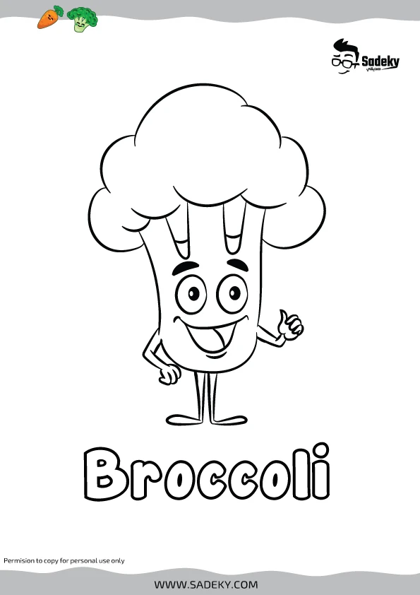 Free cartoon vegetables coloring pages with names