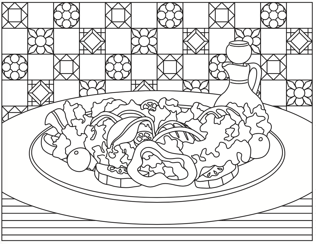 Summer salad coloring page