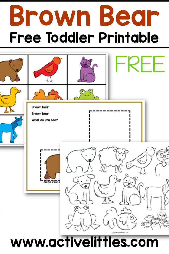 Free brown bear color matching printable for toddlers