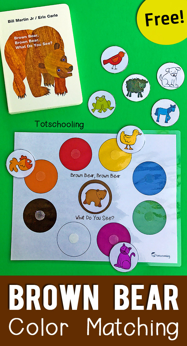 Brown bear color matching printable for toddlers