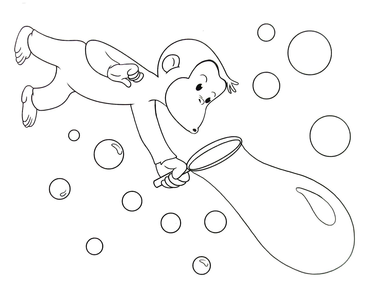 Curious george blowing bubbles coloring book page printable curious george coloring pages cartoon coloring pages bubble guppies coloring pages