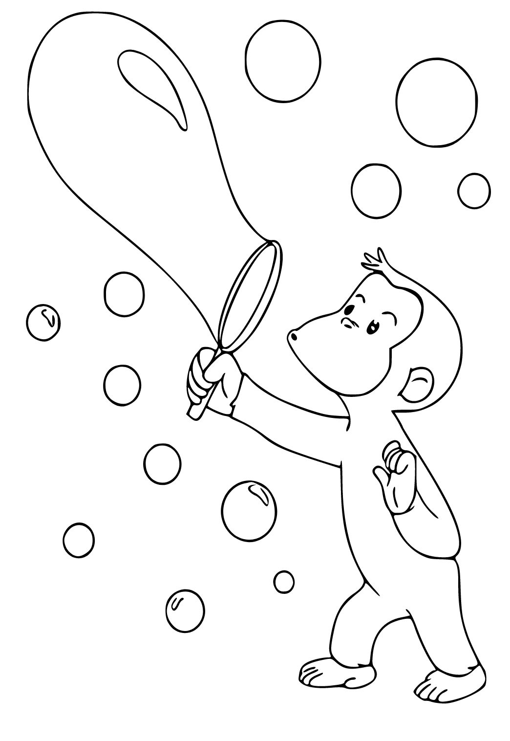 Free printable curious george bubble coloring page for adults and kids