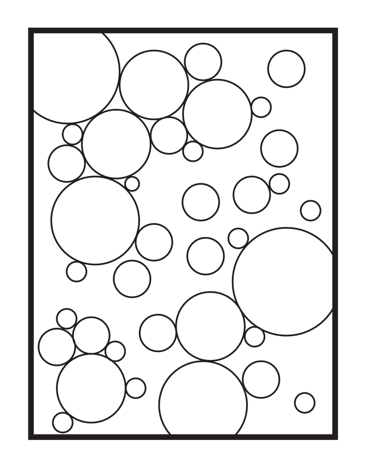 Abstract bubbles single coloring page digital download