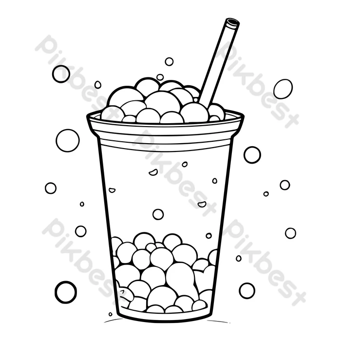 Printable bubble tea coloring pages for kids png images eps free download