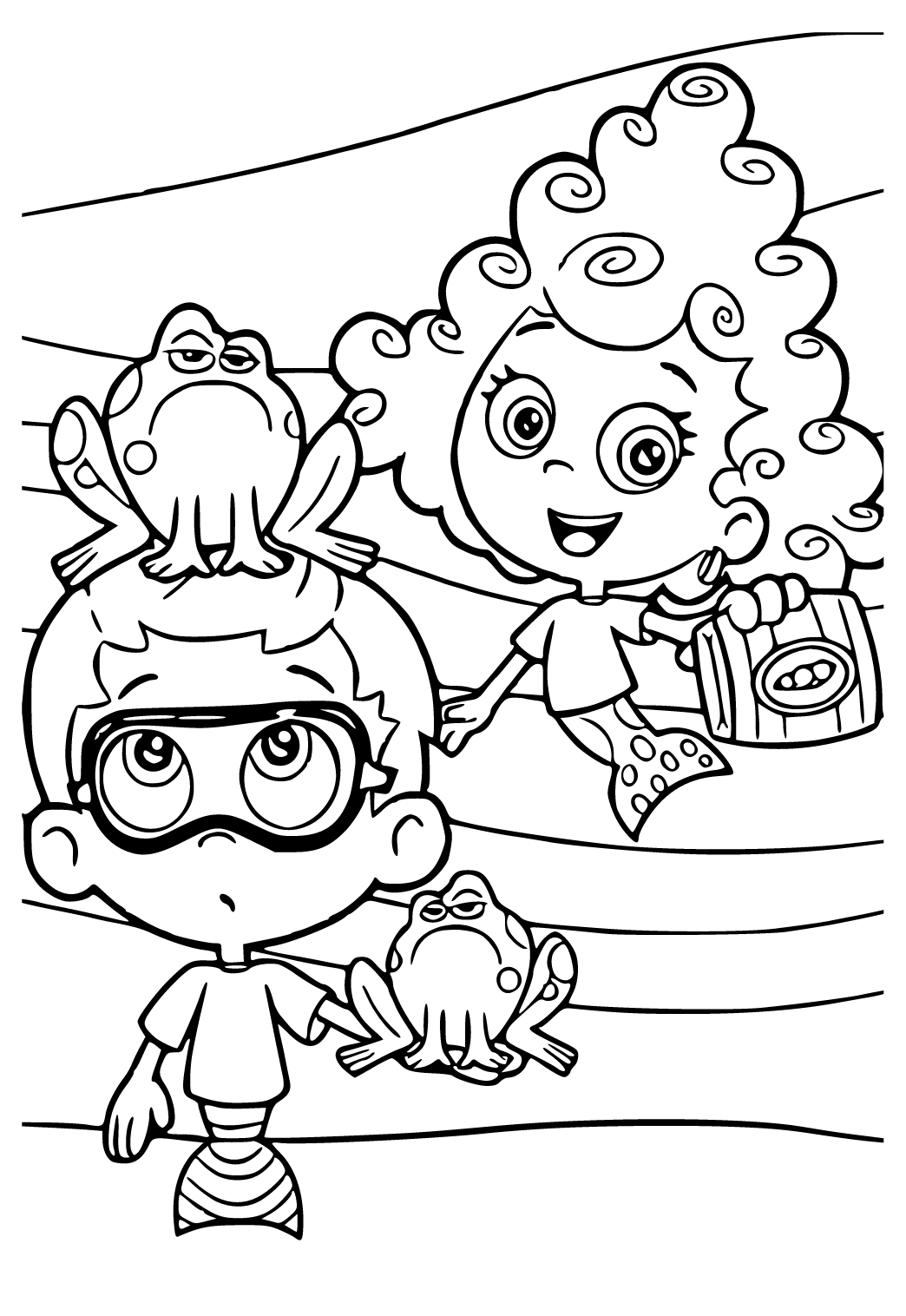 Free printable bubble guppies frog coloring page for adults and kids