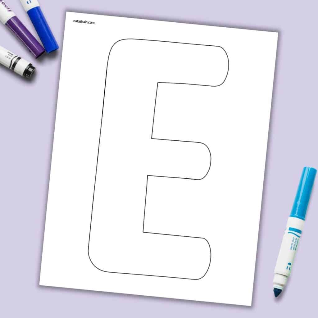 Free printable bubble uppercase letter e