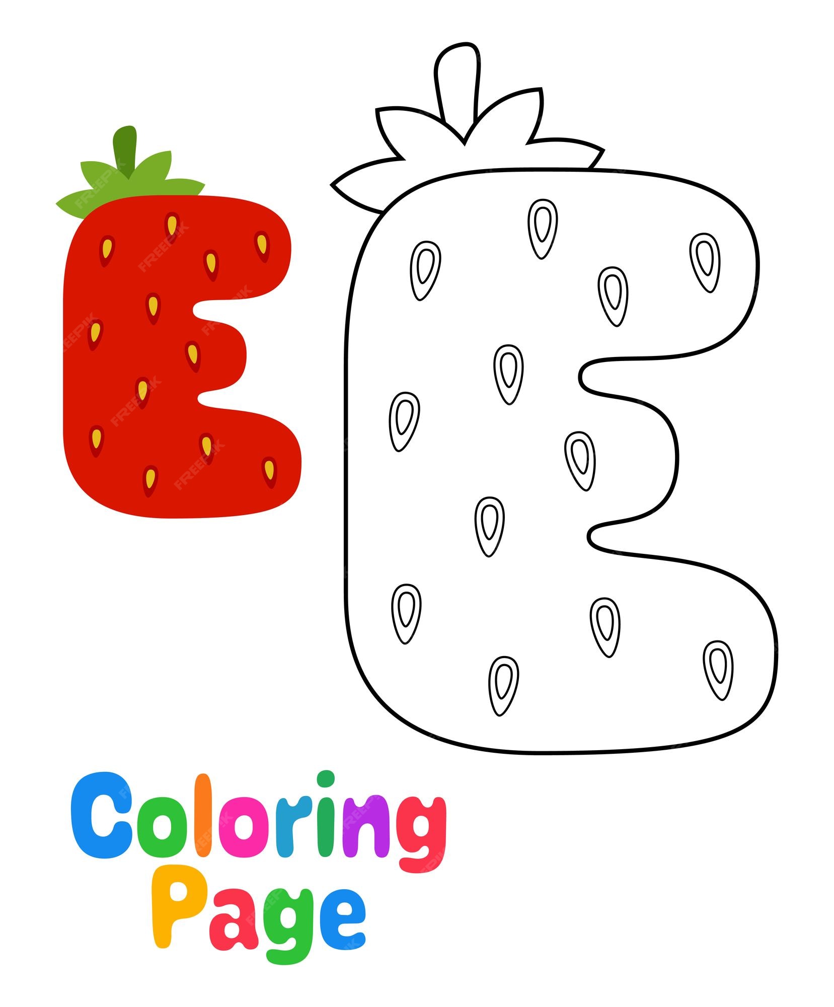 Premium vector coloring page with alphabet e for kids