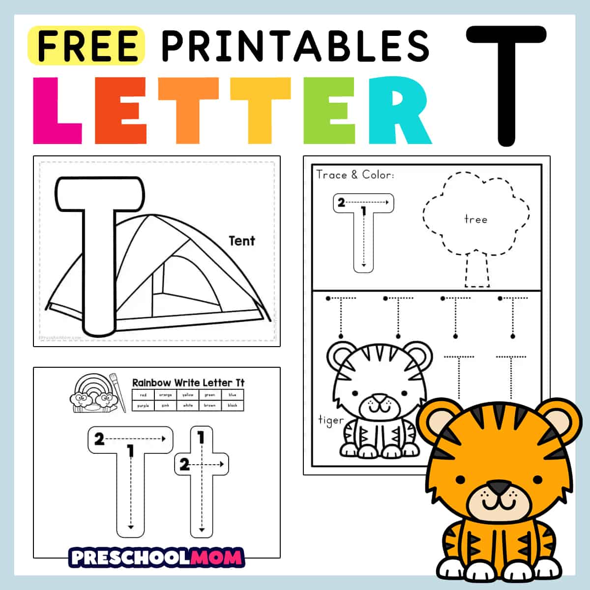 Letter t preschool printables