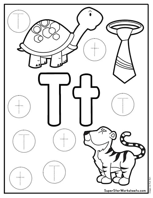 Letter t worksheets