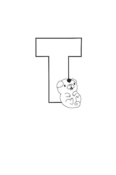 Printable bubble letters cat and dog letter t