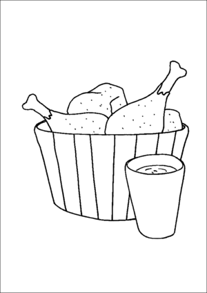 Fried chicken in bucket coloring page