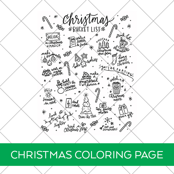 Printable christmas bucket list coloring page