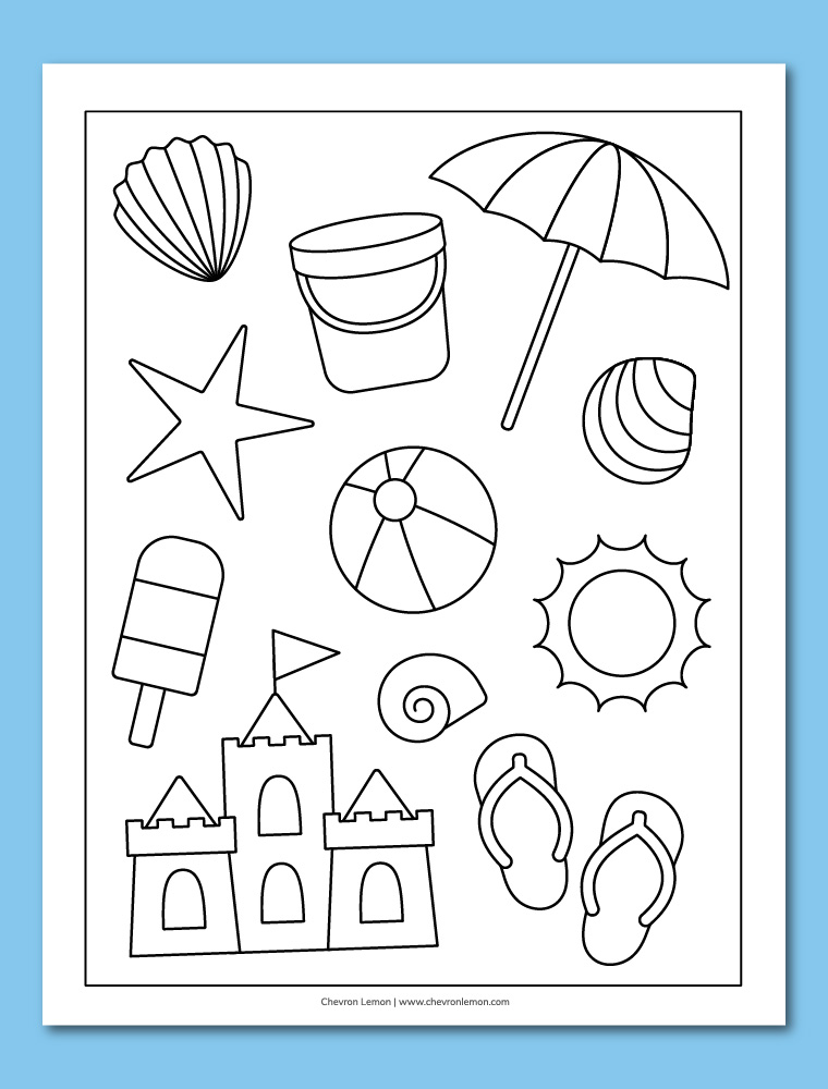 Printable beach coloring page