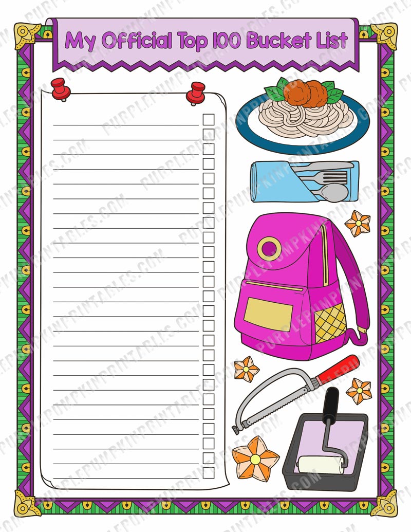 Printable bucket list journal to color made by teachers