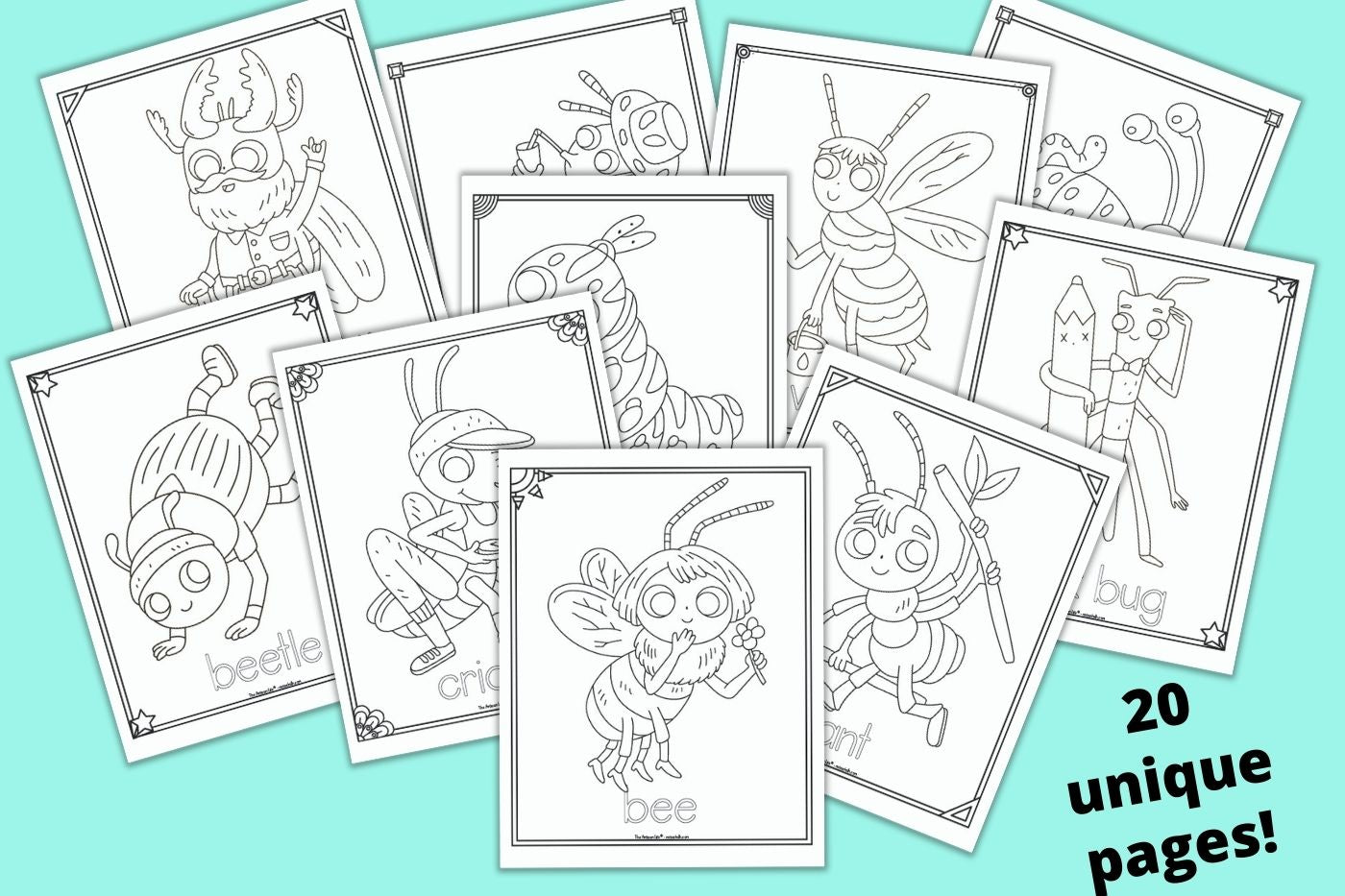 Cute insect coloring pages â the artisan life