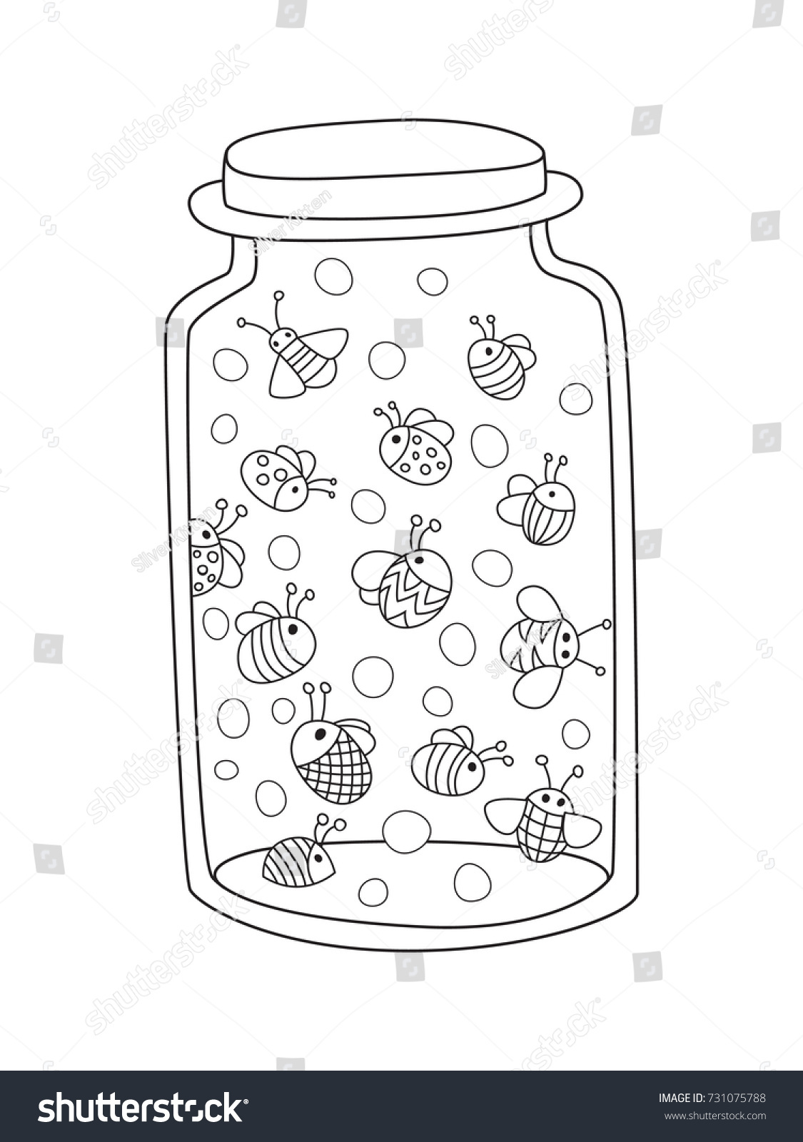 Outlined doodle antistress coloring page bottle stock vector royalty free