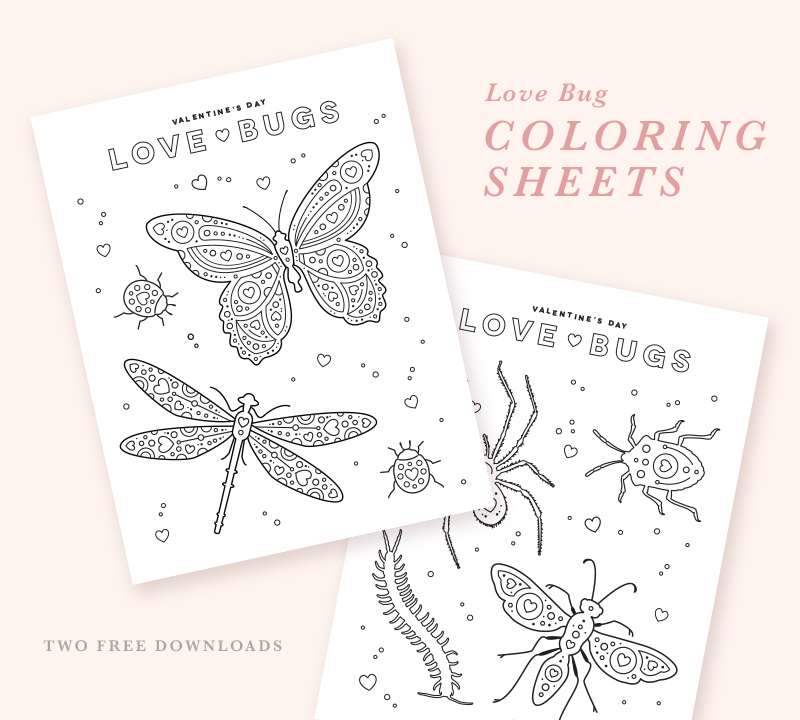 Love bugs free coloring sheet printable