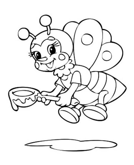 Free easy to print bee coloring pages