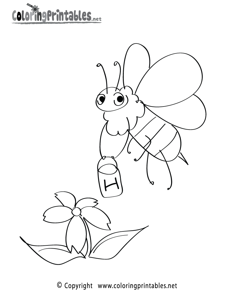 Spring bee coloring page