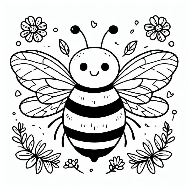 Cute bumble bee coloring page
