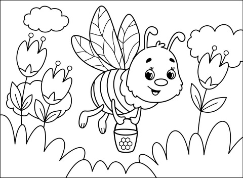Bee coloring page free printable coloring pages