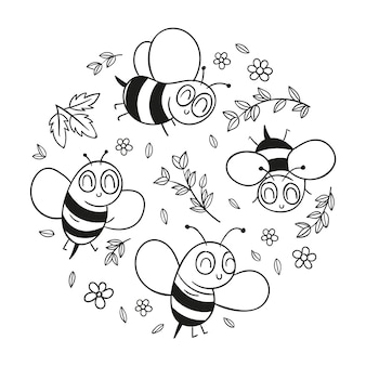 Page bumblebee coloring pages printable vectors illustrations for free download